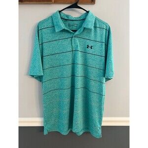 Underarmour HeatGear Polo Shirt Men’s XL Teal Blue Short Sleeve Loose Fit